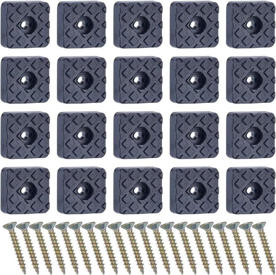 20 stuks rubberen meubelpoten Stoelhoes Vierkante meubelschuifregelaars Vilten bodem Antislip Zwarte stoelpoot vloerbeschermers Met schroeven Voor tafel bureau bankbeen 22 mm