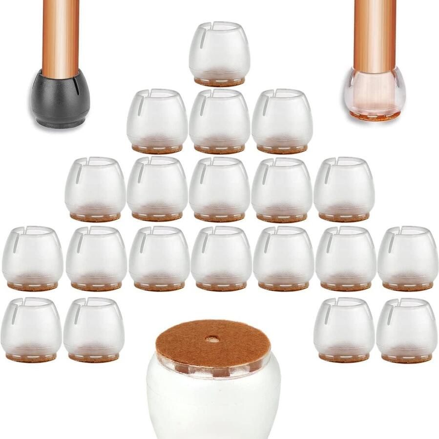 20 stuks rubberen tafelpootdoppen transparant voor ronde stoelpoten 12-16 mm stoelpootbeschermers