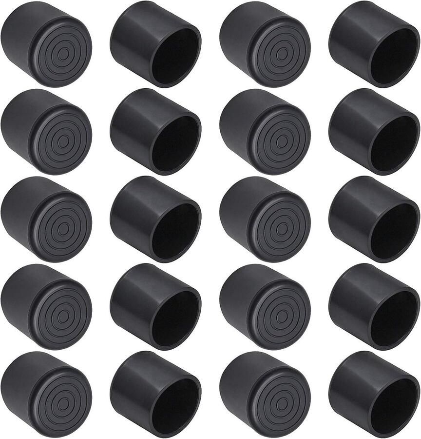 20 stuks Stoelpoot Doppen 32*32*34mm meubelpoot hoezen Ronde rubberen meubelpoot beschermers Stoelbeschermer vloerbescherming stoelpootbeschermers stoelsokken voor stoelpoten tafel en bank zwart