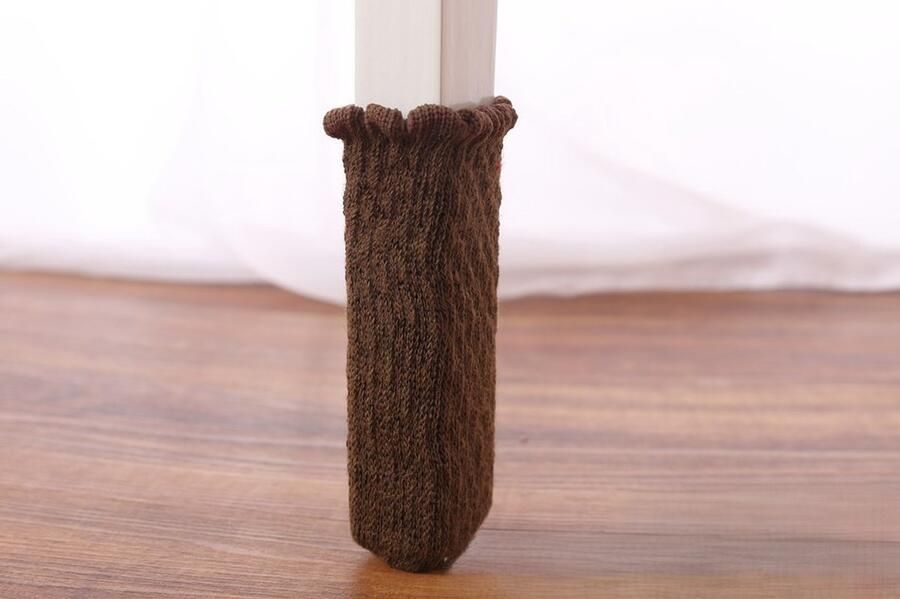 20 stuks stoelpoot vloerbeschermers gebreide meubelvoethoezen antislip slijtvaste geluidsreductie stoelhoeskap effen kleur set (geschikt voor stoelpoten met een omtrek van 7 tot 17 cm) koffie