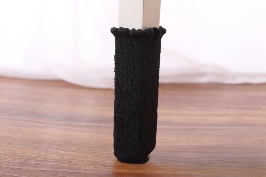 20 stuks stoelpoot vloerbeschermers gebreide meubelvoethoezen antislip slijtvaste geluidsreductie stoelhoeskap effen kleur set (geschikt voor stoelpoten met een omtrek van 7 tot 17 cm) zwart