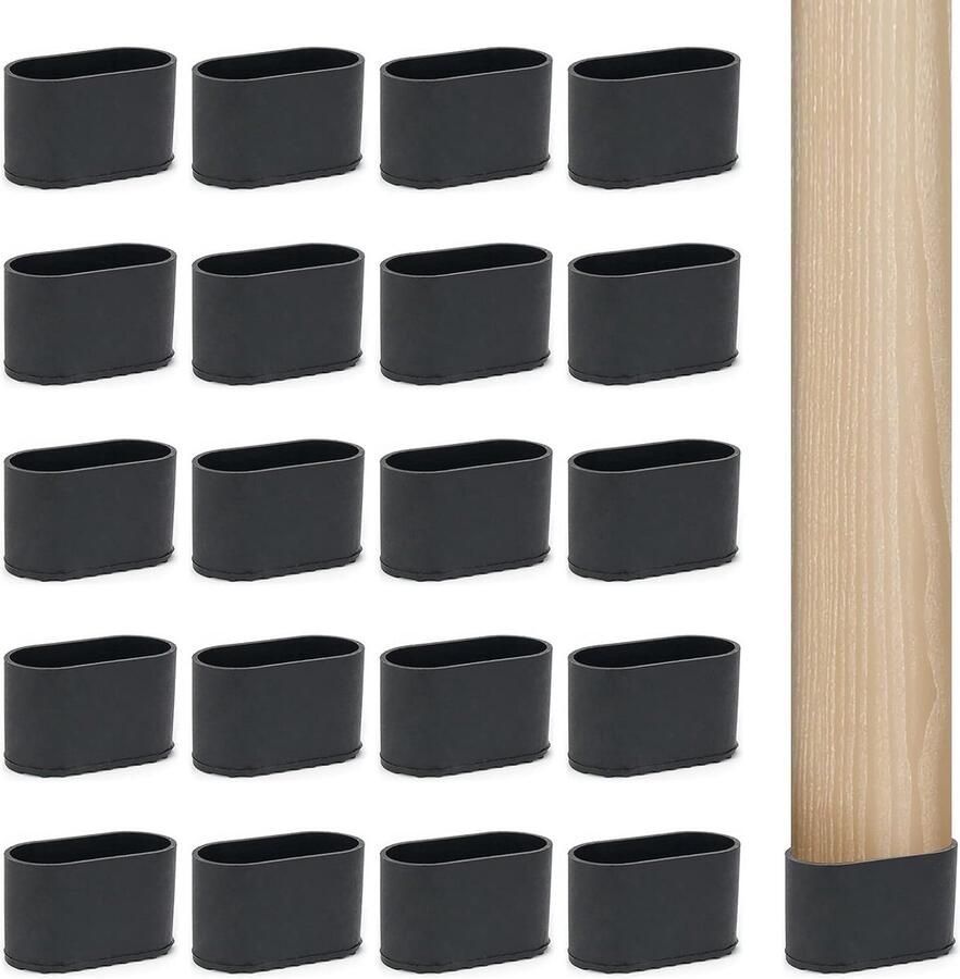 20 stuks stoelpootdoppen stoelpootbeschermers voetkappen voor tuinstoelen vloerbeschermers stoelpoten vierkant 40 x 20 mm voor ovale buizen zwart meubels beschermen