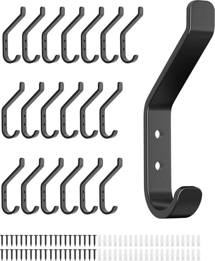 20 stuks susswiff aluminium hangende kapstokken max. 10 kg muurhaken met schroef robuuste roestvrijstalen houder voor handdoek rugzak hoed stevige metalen hanger voor deur en muur 10 cm