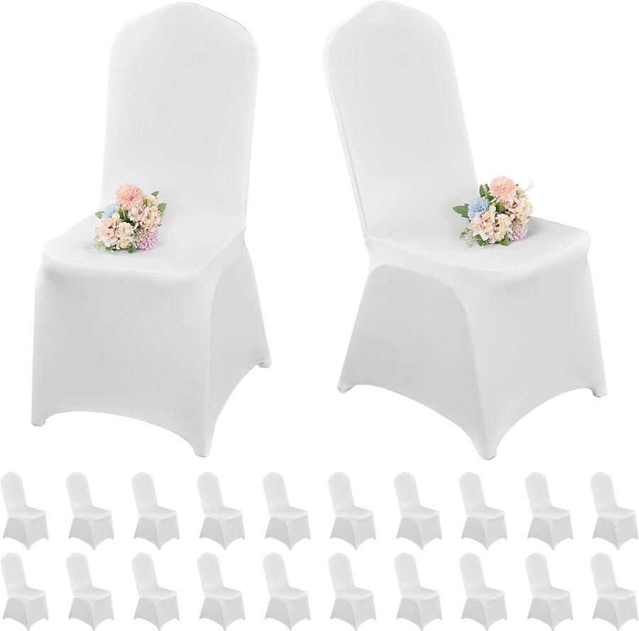 Witte stoelhoezen 20 stuks spandex stoelhoes voor eetkamerstoel universele slipcovers voor woonkamer bruiloft banket feest
