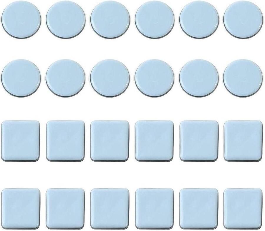 20 stuks zelfklevende meubelglijders stoelglijders teflon meubelbewegende pads 2 vormen voor het schuiven van meubels op tegels en houten vloeren (25 mm)