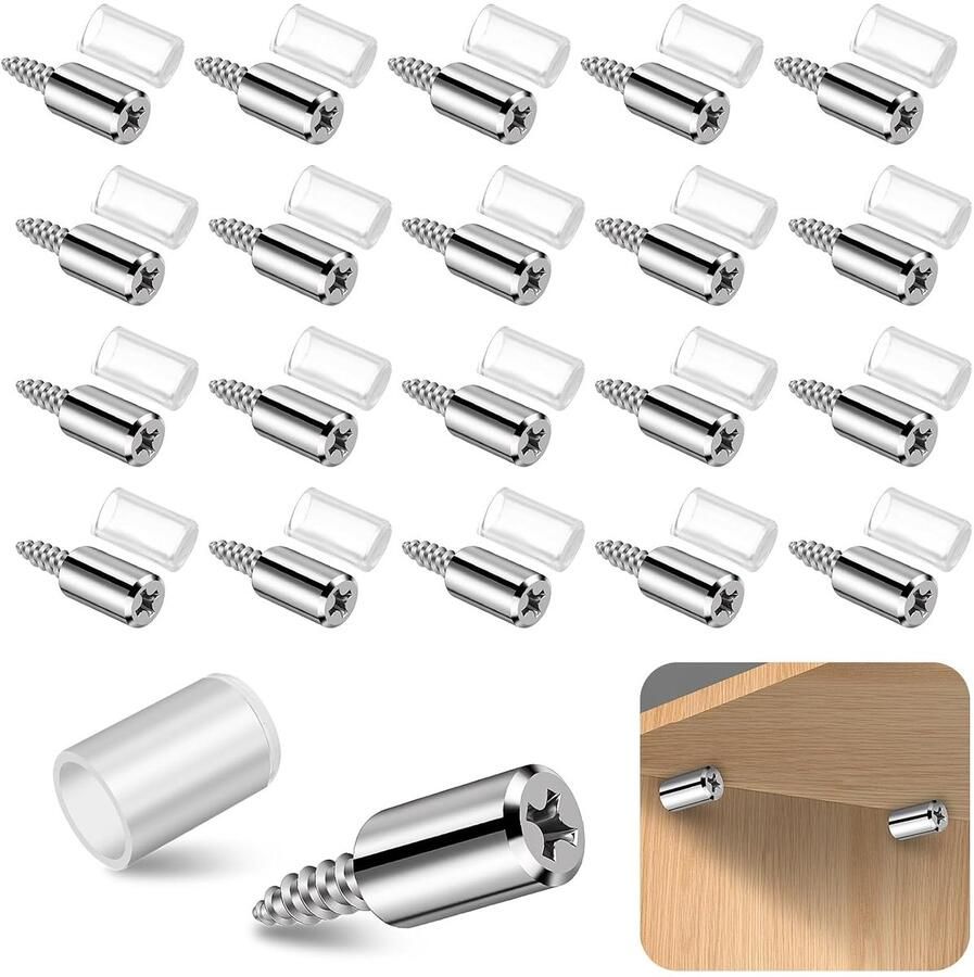 20 stuks zelftappende schroeven planksteunpennen plankpennen met antislip siliconen plankpennen voor keukenkasten kasten boekenkasten kasten en glazen vitrines