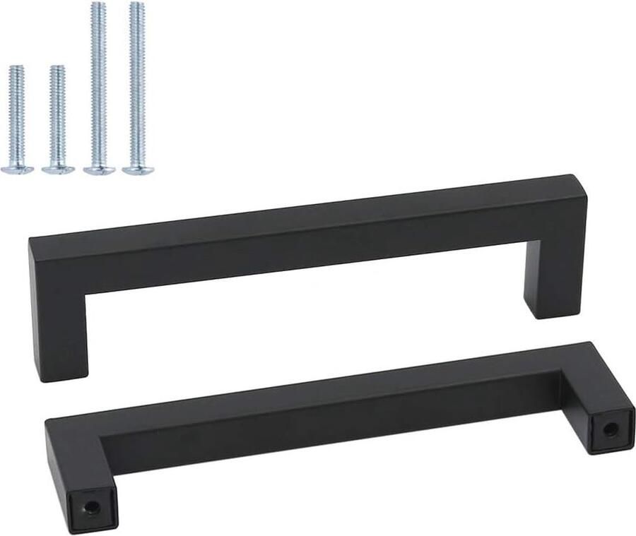 20 Stuks Zwarte Meubelgrepen van Roestvrij Staal Moderne Handgrepen voor Keukens Kasten en Laden