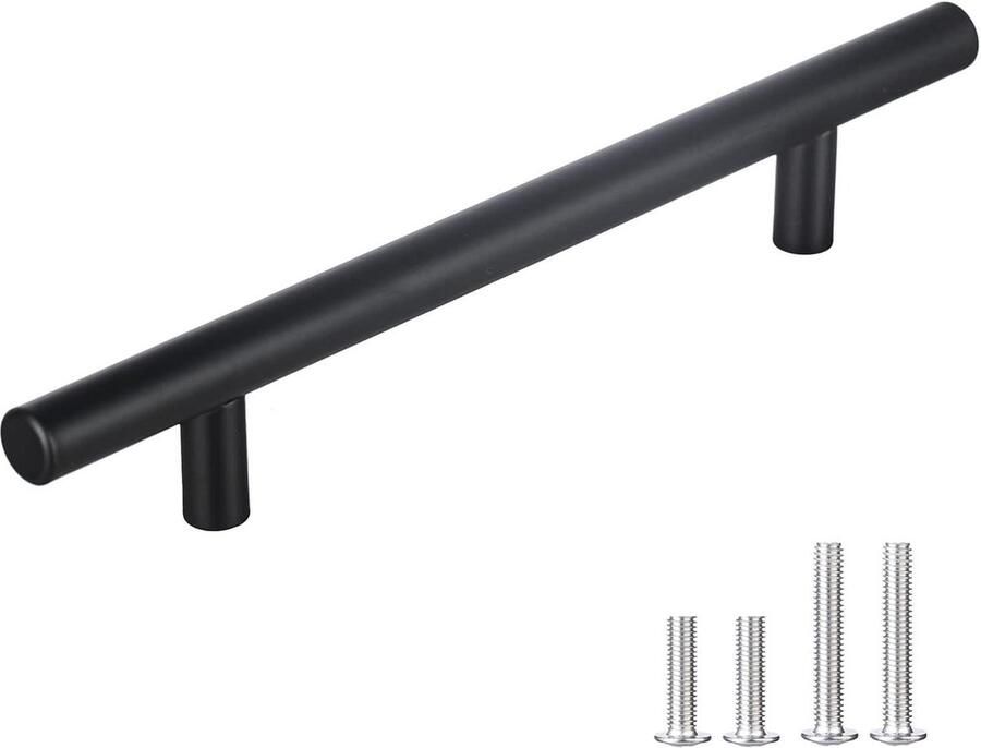 20 x 128 mm geborsteld roestvrij stalen keukengreep moderne meubelgrepen Ø 12 mm Mat Zwart cabinet handle black