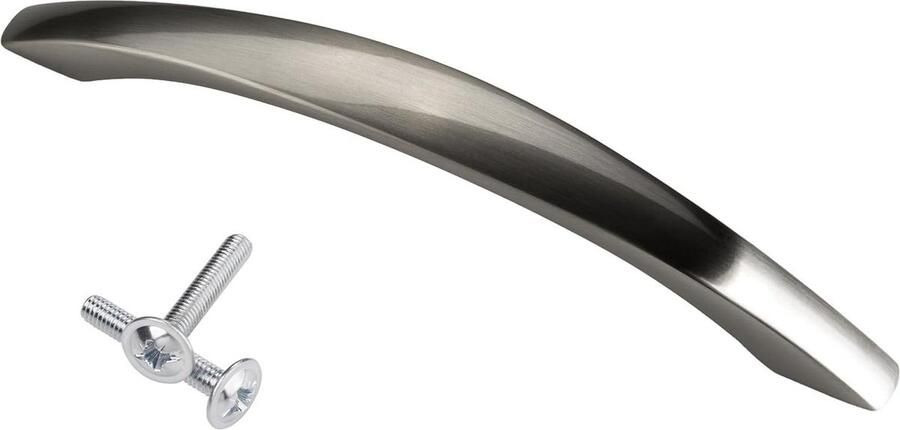 20 x Meubelgreep Boorgatafstand 128 mm roestvrij staal optiek Gebogen handgreep kwaliteitsoptiekening