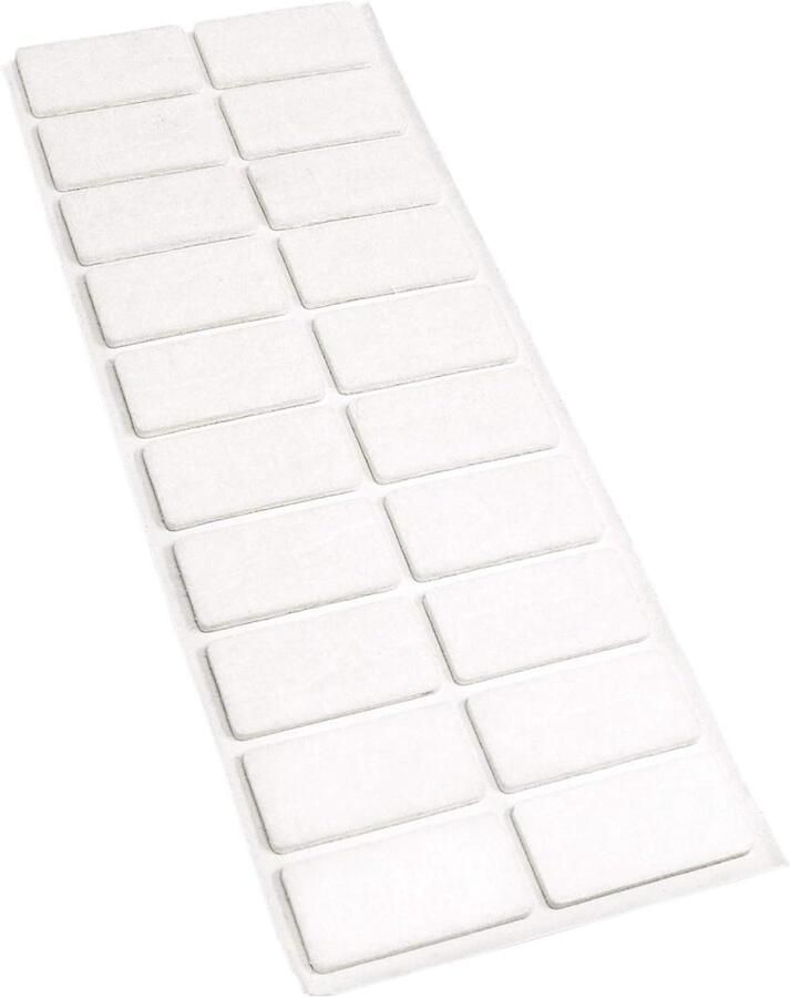 20 x Zelfklevende Viltglijders Wit 20x40 mm Rechthoekig Dikte 3.5 mm Voor meubel- en vloerbescherming