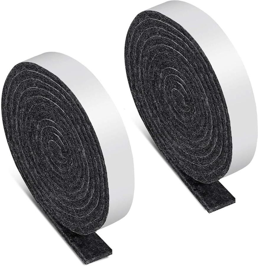 Allecto Plus Zelfklevende Viltglijders 200 cm x 2 cm Stoel- en Meubelviltstrips 5 mm Dik Zwart Vloerbescherming Grijs