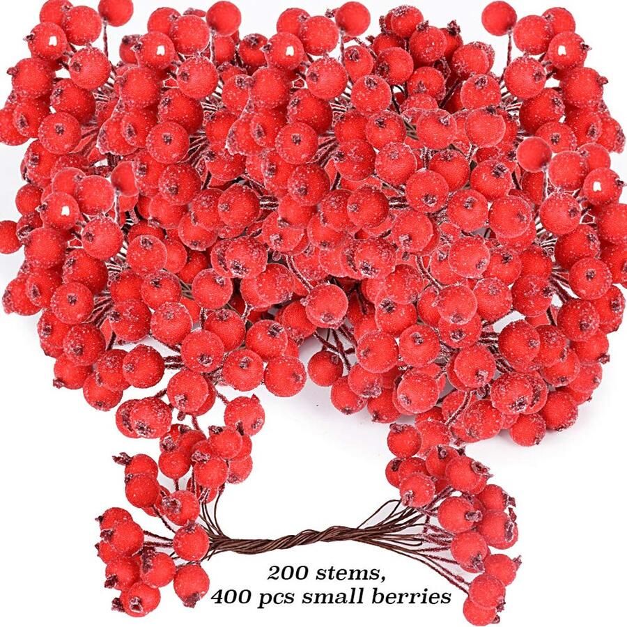 200 pieces Frosted Fruit Christmas Artificial Berry
