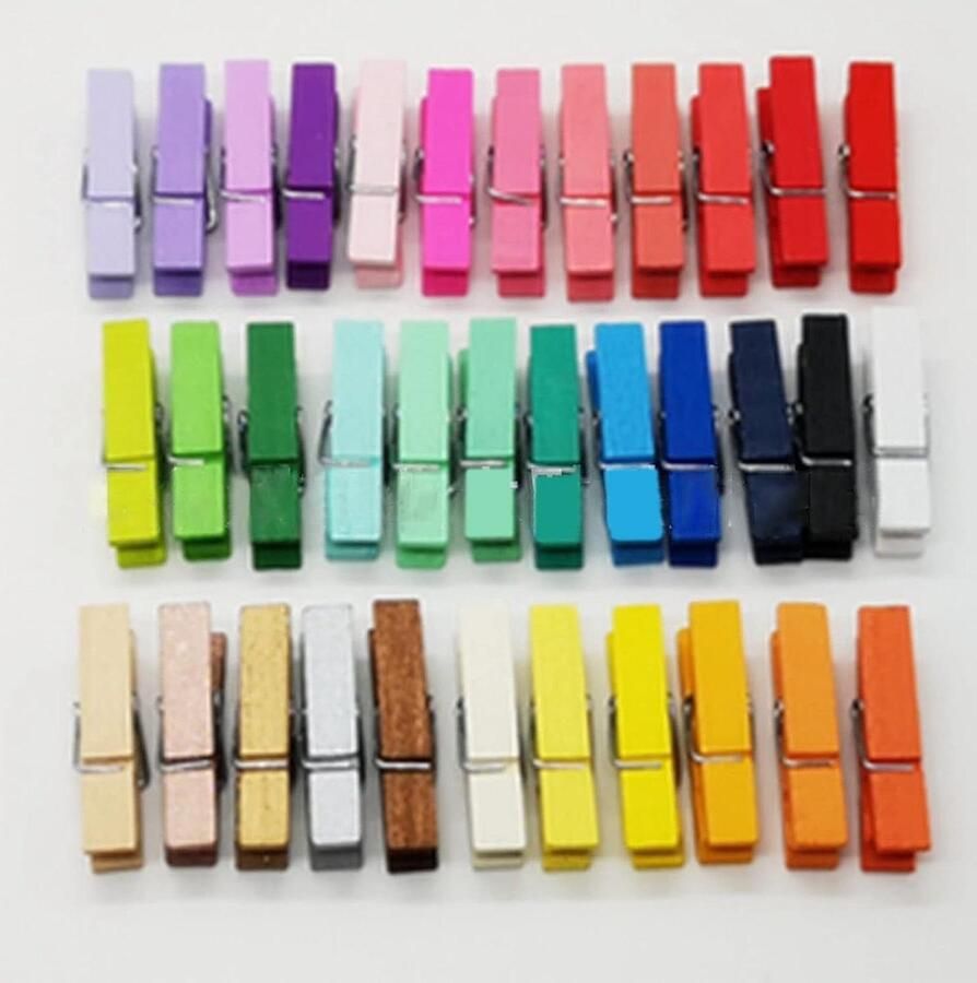 200 Stuks Houten Kledingknijpers in Regenboogkleuren voor Kleding Knutselwerk en Kunsttentoonstelling