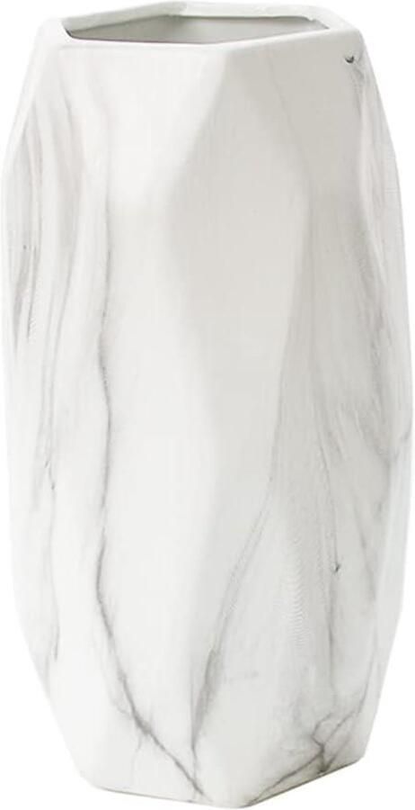 Allecto Premium 20CM Bloem Keramische Vaas Minimalistische Stijl voor Moderne Tafel Decoratie Wit Marmer Thuis en Woonkamer Shelf Kleine Maat