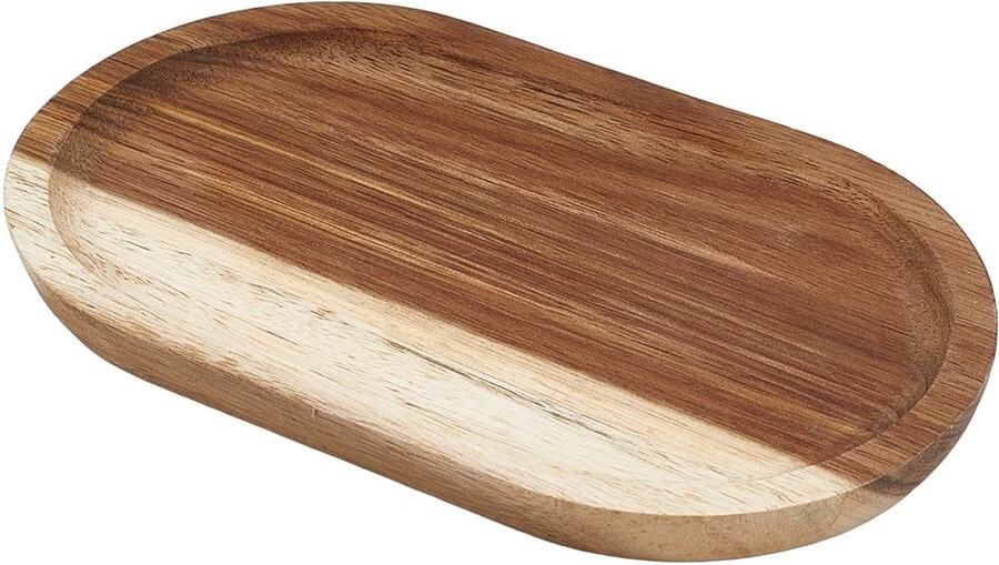 20cm x 12cm Oval Wooden Serving Tary Small Natural Wooden Dish Rustic Decorative Bread Charcuterie Board Food Holder Plate Dish with Grooved Edge for Tea Coffee Table