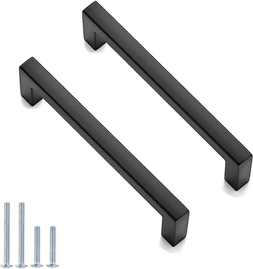 Moderne zwarte vierkante stangkasttrekkers 20Pack roestvrijstalen ladehandgrepen voor keuken en badkamer 160mm boorgatafstanden Zwart cabinet handle black