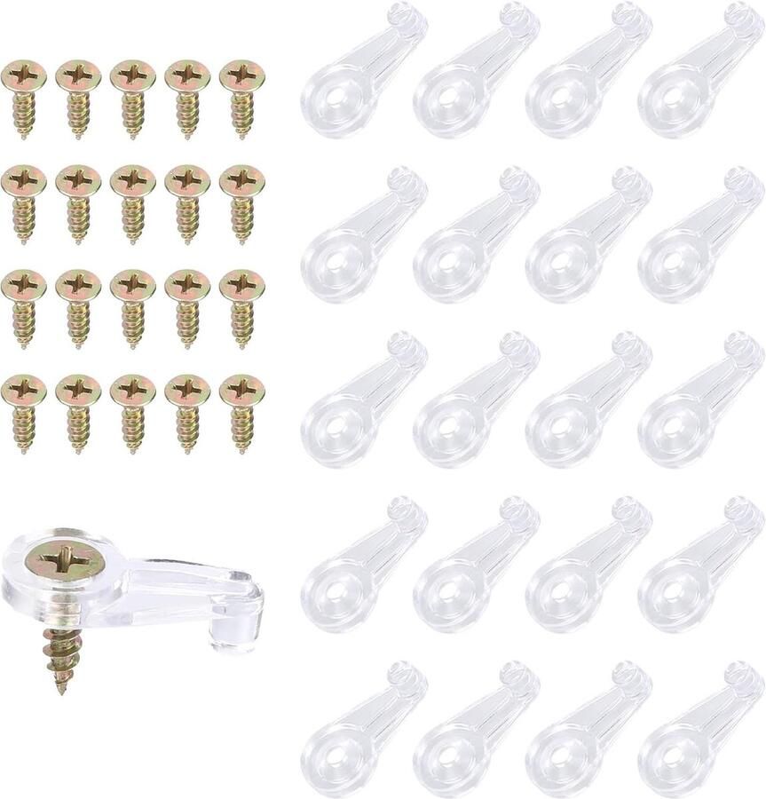20pcs Glass Fixing Clips Set Transparante Plastic Mirror Holder Clips Beugels Kit met Schroeven voor Glass Cabinet Panel Fixings Ideaal voor Cabinet Door Window Wall Mounted