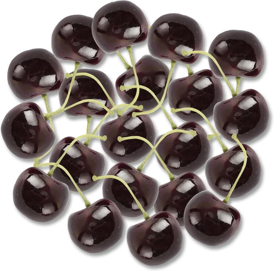20pcs Kunstmatige Kersen Nep Fruit Decoratie Simulatie Kers Model Levensechte Fruit Kersen Decoratie Thuis Keuken Feest Decoratie Tafel Decoratie (Zwart)
