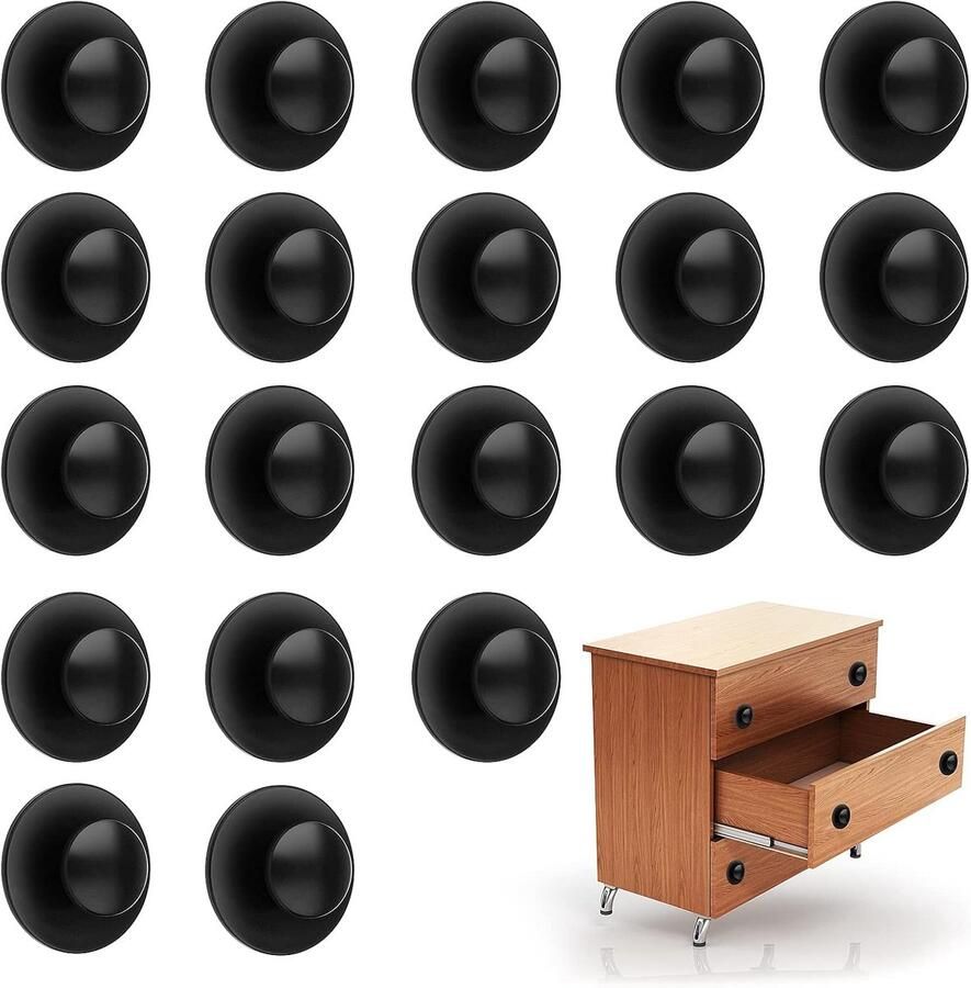 20 Stuks Zelfklevende Lade Knoppen Geen Boren Kast Pull Handvatten Mat Zwart Instant Self-Stick Kast Lade Knoppen Mini Extra Lade Trekt Helper Kast Keuken Garderobe Knoppen Trekt
