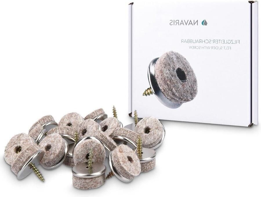20x vloerbeschermer viltjes met schroef Set van 20 viltglijders Antikras meubelonderzetters 20 mm Rond Vloerbeschermer