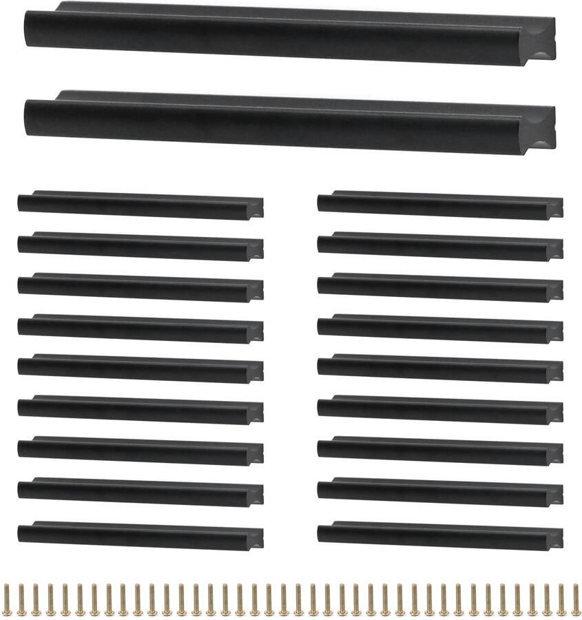 20x zwarte meubelgrepen kastgrepen van aluminiumlegering lengte 102 mm gatafstand 96 mm inclusief schroeven