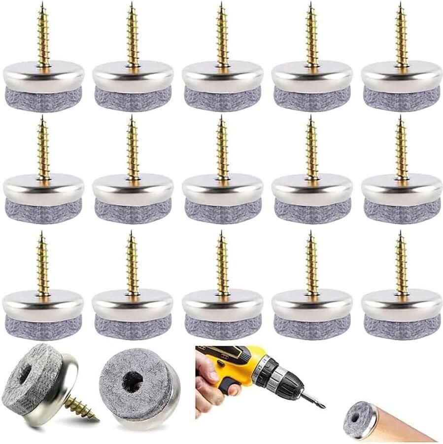 22 mm stoelglijders om te schroeven beschermt vloeren en meubelpoten elimineert lawaai viltdoppen