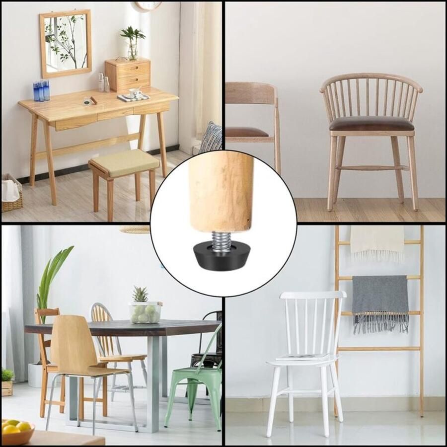 22-vezels pak aanpasbare meubeluitlijningsbenen M8 X 20 Mm Schroefniveauvoeten Vloerbeschermer Ronde basis Stoelbenenbouten