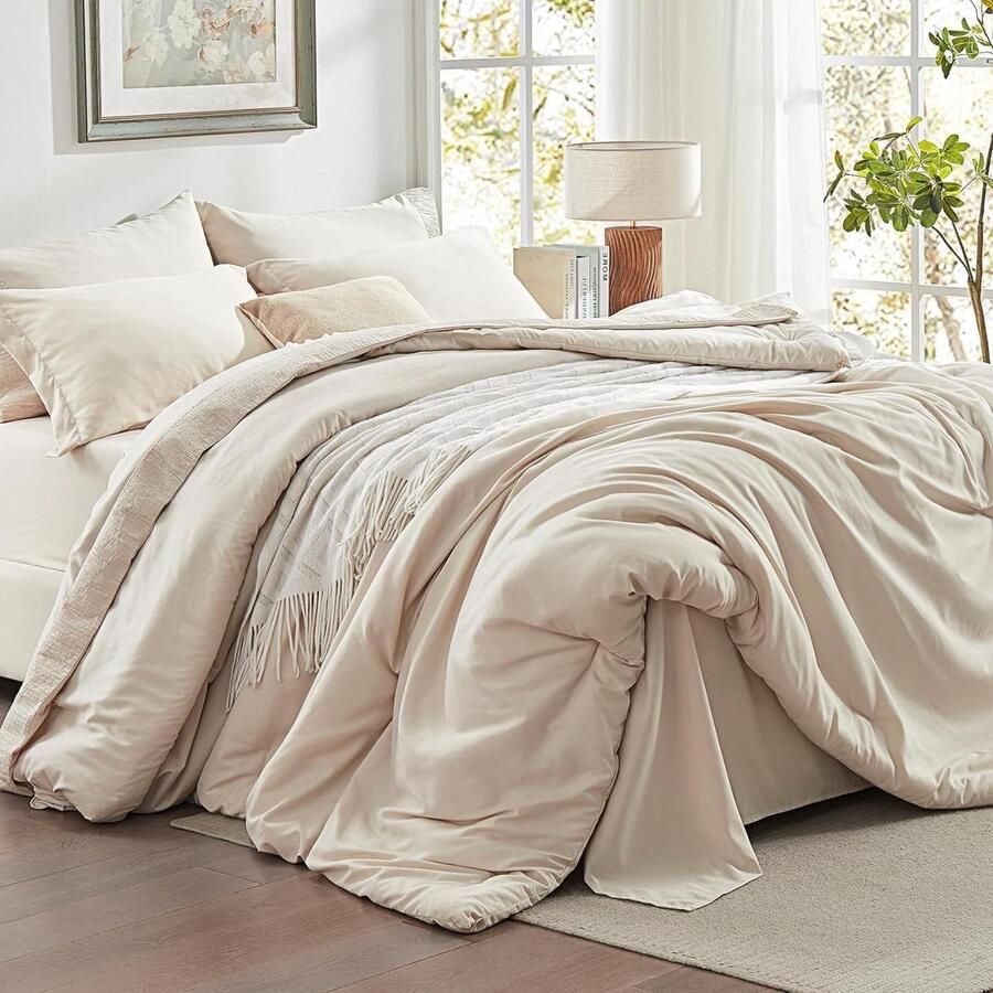 220 x 240 cm beige microvezel beddengoedset effen tweepersoonsbed dekbedovertrek met ritssluiting 2 kussenslopen 80 x 80 cm romantisch elegant dekbedovertrek 240 x 220 katoenen