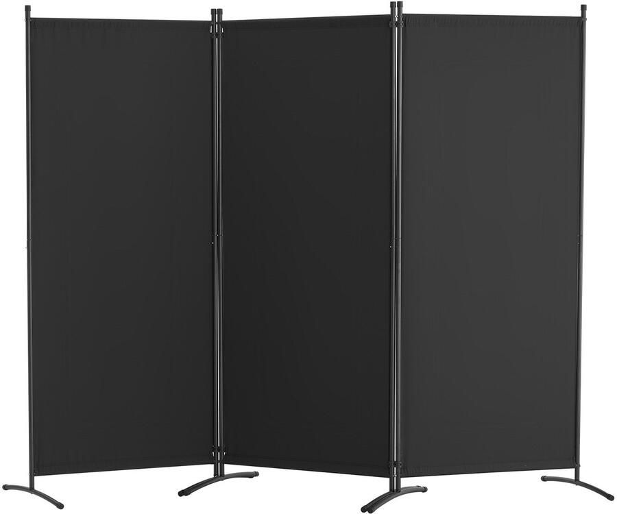 228 x 52 x 184 cm Kamerscherm Opvouwbaar Privacyscherm Vrijstaand Stoffen Kamerscherm Voor Kantoor Slaapkamer Studeerkamer Eetkamer 3-Delig Zwart