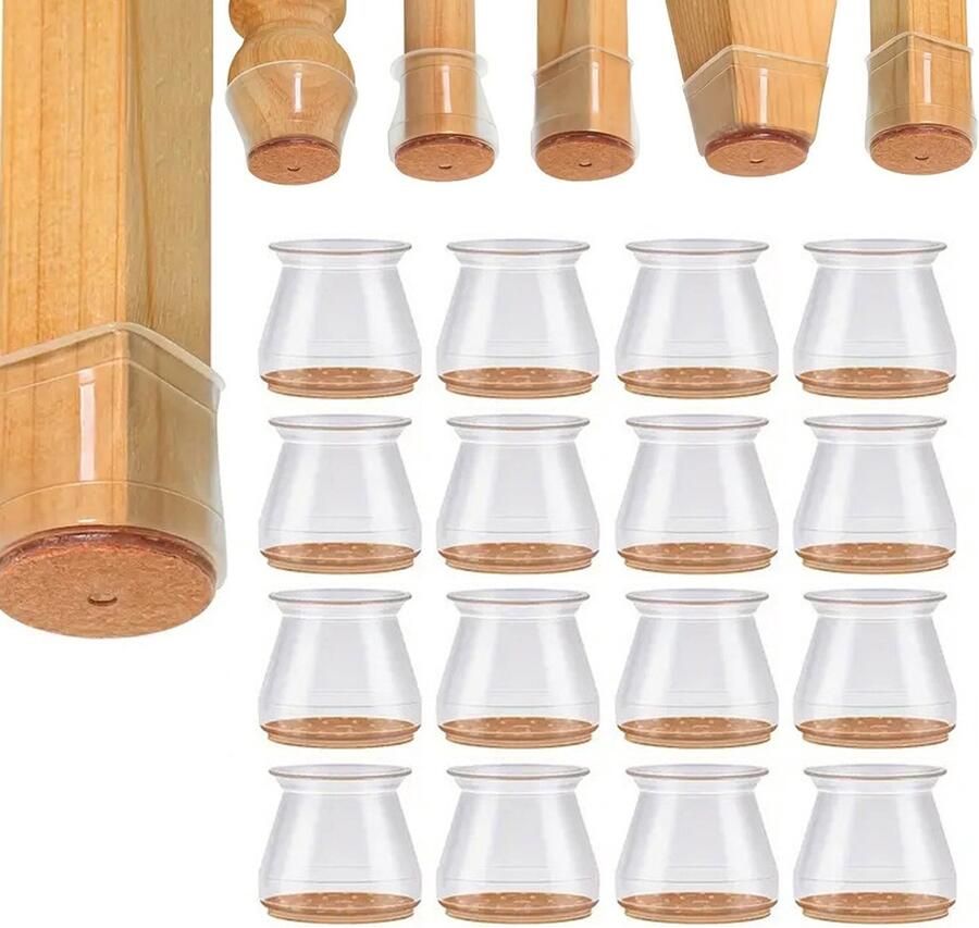 22x Stoelpoot Doppen 33*28*31mm Meubelpoot Hoezen Transparante Siliconen Hoes Slijtvast Stoelbeschermer Vloerbescherming Stoelpootbeschermers voor Eetkamerstoelen Terrasstoelen Keukenstoelen Rond Past Op 20-33 mm