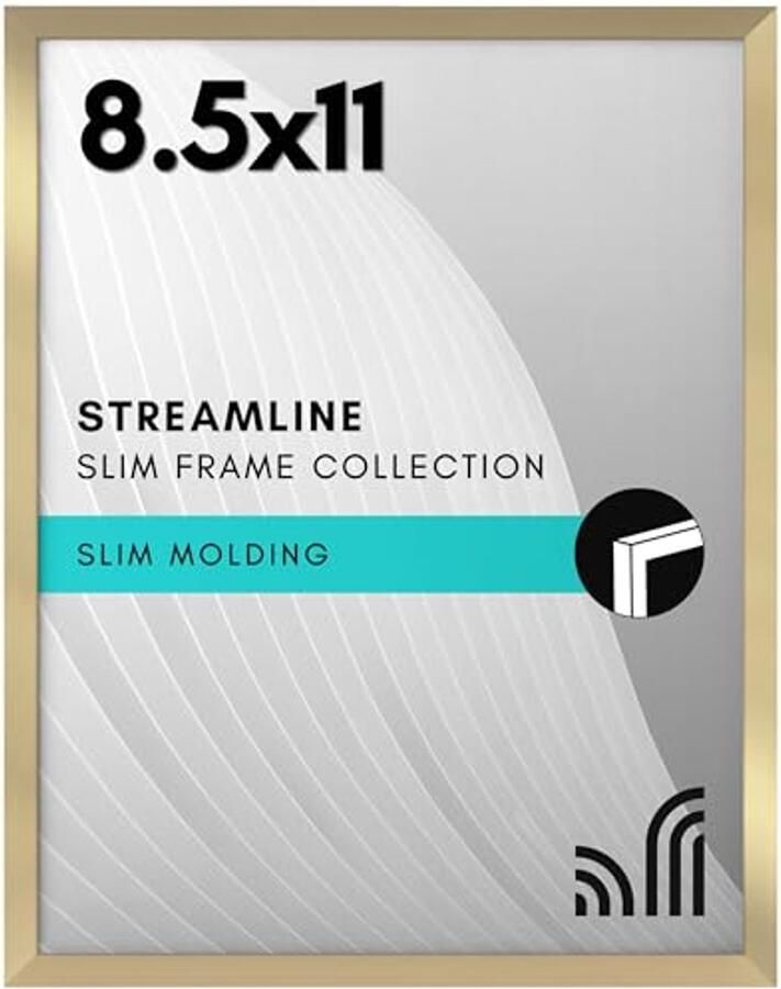 22x28cm Fotolijst met Schokbestendig Glas Strak Ontwerp voor Tafel en Wand Gouden Fotolijst