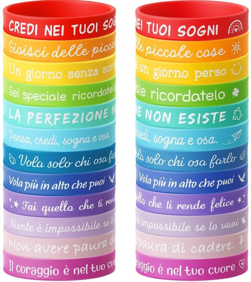 24 Bracelets for Kids with Motivational Sets Silicone Colorful Gadgets Birthday Kids Graduation Gift Birthday Friendship Christmas (24)