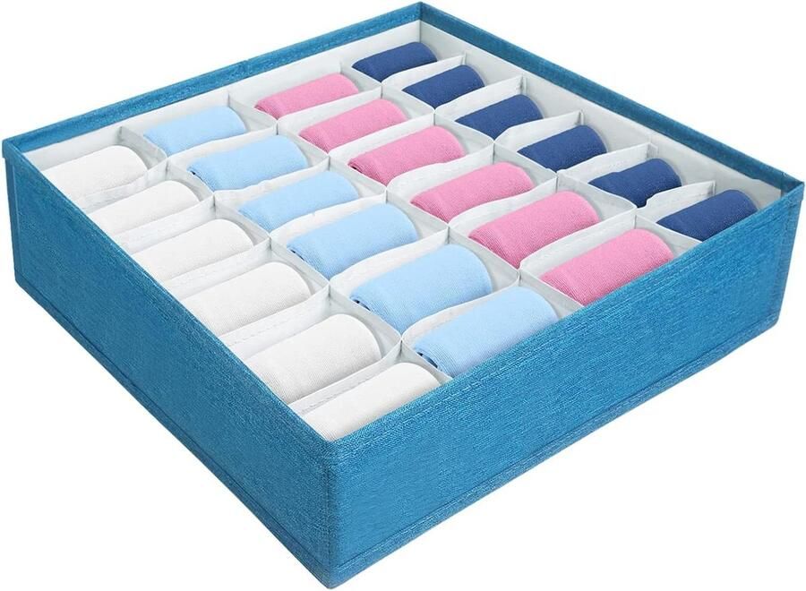 24-compartment Drawer Organiser for Underwear Socks Ties and Scarves