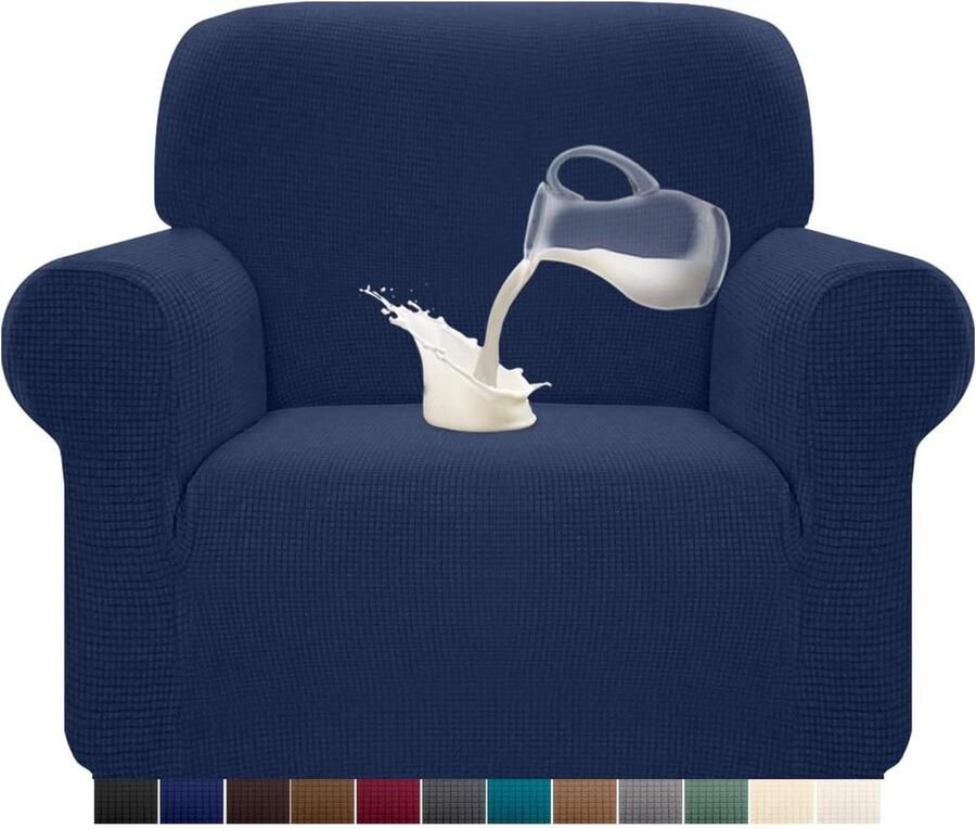 Waterdichte bankovertrek Jacquard elastisch Anti-slip 1-zits donkerblauw