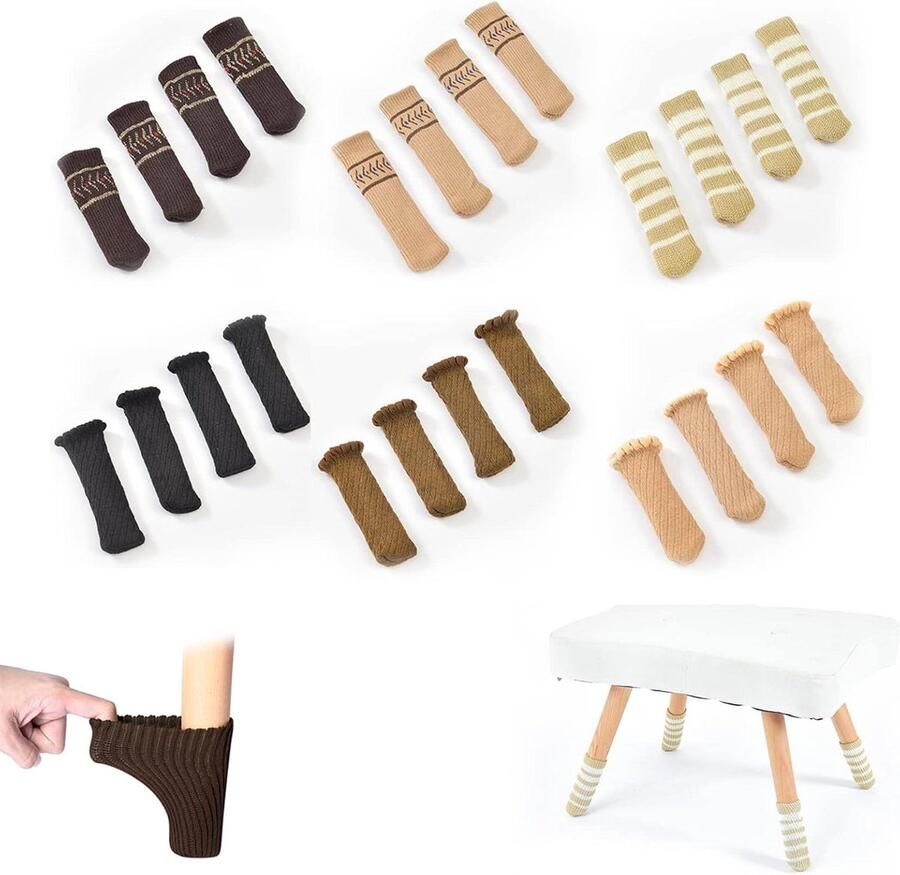 24-pack gebreide sokken voor stoelpoten elastische tafelstoelhoesjes vloerbeschermers antislip meubelsokken