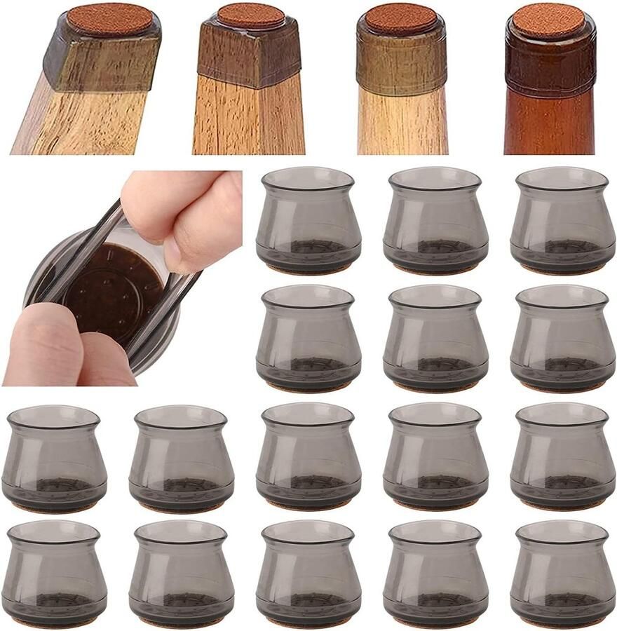 24-pack siliconen stoelpootdoppen met vilten onderkant voor stille en soepele verplaatsing van meubelpoten meubelbeschermers ter voorkoming van krassen en krassen