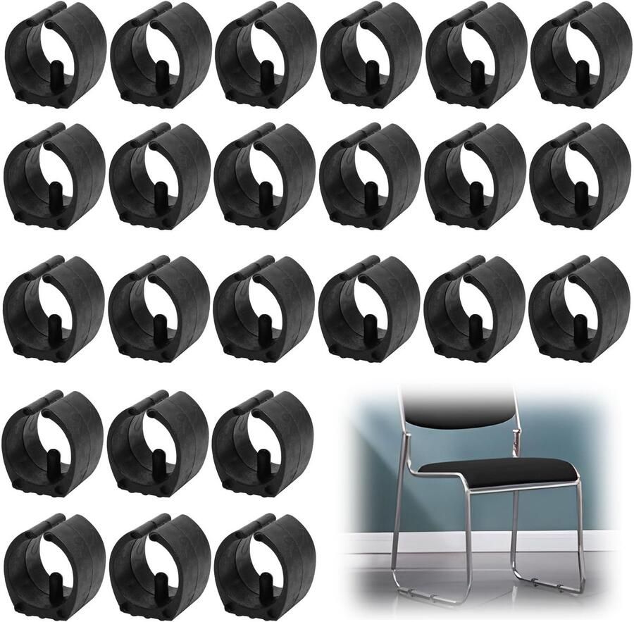 24 Pcs 25mm U-Shaped Chair Leg Protective Covers Non-Slip and Wear-resistant Plastic Caps Suitable for Round Tubes for Office Chairs and Stools