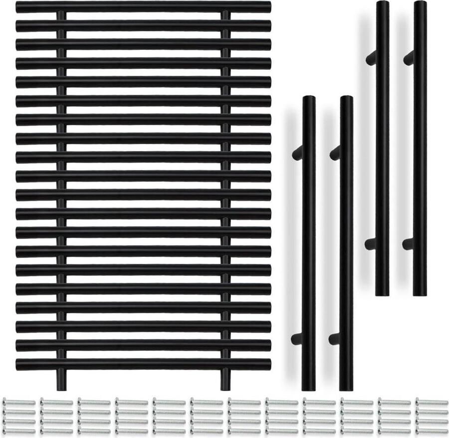 24-Pcs 300MM (192MM Gat Center) Matt Zwart Kast Pull Handgrepen Keuken T Bar Roestvrij Staal Ideaal voor Kast Lade Kast cabinet handle black