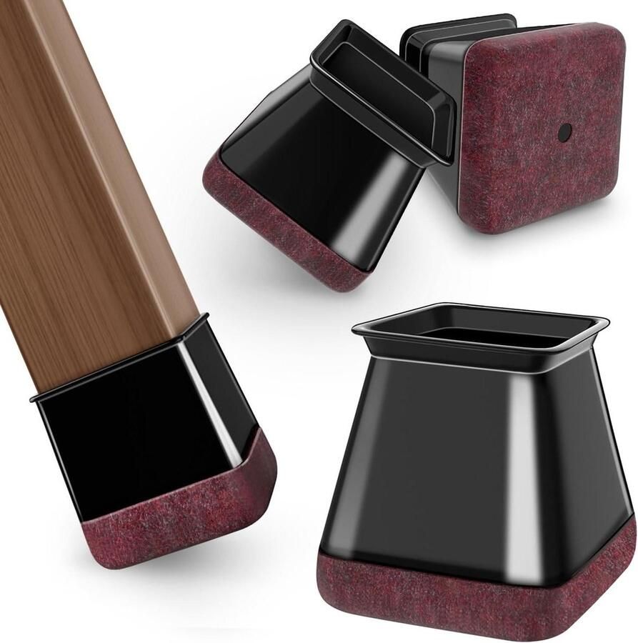 24 STKS Groot Zwarte Vierkant Siliconen Stoel Been Vloerbeschermers Rubberen Caps Meubels Voeten Beschermers Geen Lawaai Geen Krassen Stoel Poten Zwart L stoelpootbeschermers