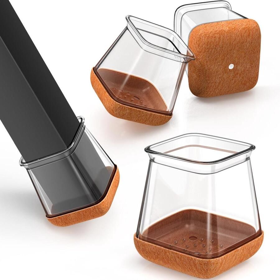 24-STKS Transparant Vierkant Siliconen Stoel Been Vloerbeschermers Stoel Been Hoezen Meubels Voeten Beschermers Geen Lawaai Geen Krassen Rubberen Stoel Been Caps Pads Transparant M stoelpootbeschermers