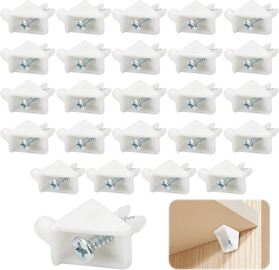 24 stuks Bodemdragers 101558 90 graden plankdragers 5 mm L-vorm kastplankhouder wit- meubelkast keukenkast boekenkast kastdragers