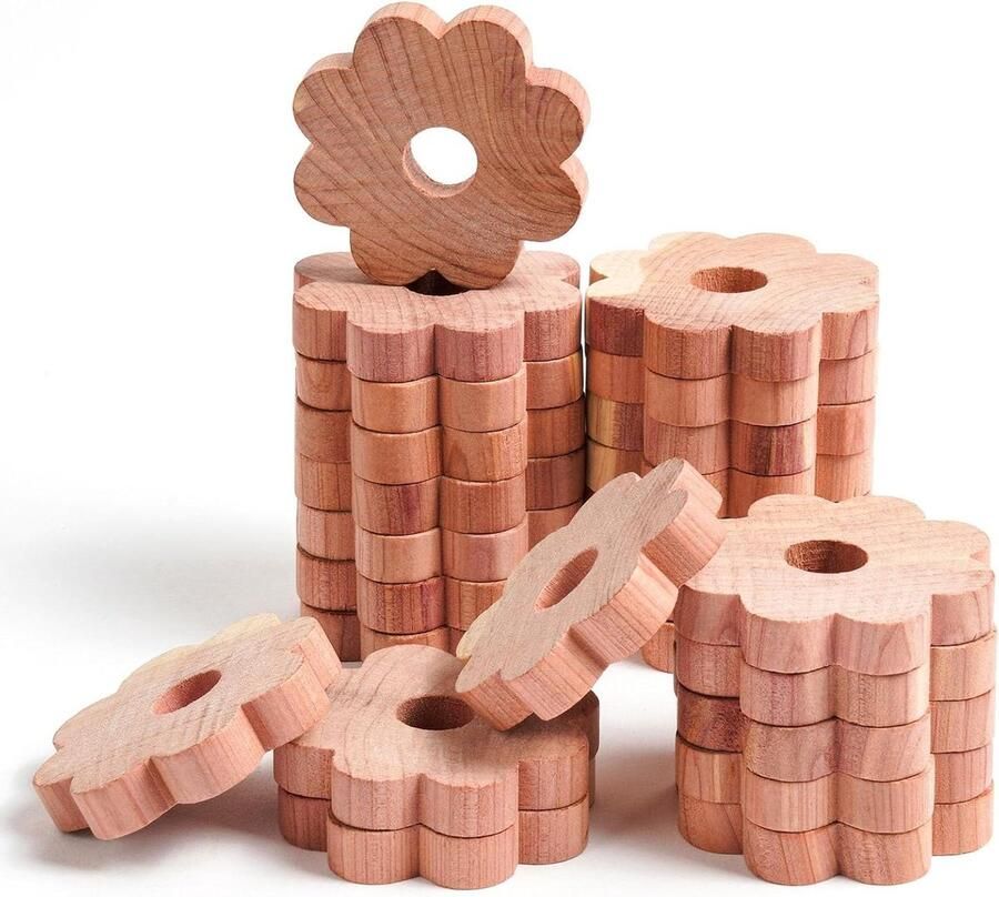Allecto Plus Anti-mot cederhouten ringen 24 stuks 48 cm Mottenafstotend Natuurlijk Kledingkasten Laden Opbergdozen