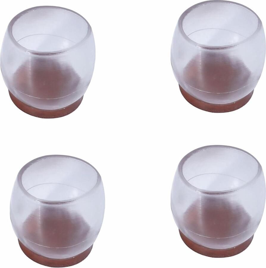 24 stuks grote transparante siliconen stoelpootdoppen met geluidsdemping en vilt 32-42 mm