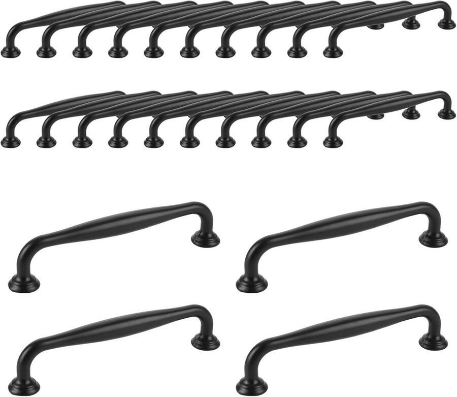 24 stuks kastgrepen zwart 128 mm keukengrepen deurgrepen stanggreep voor kledingkastdeur ladedeur meubels meubelknoppen handgrepen