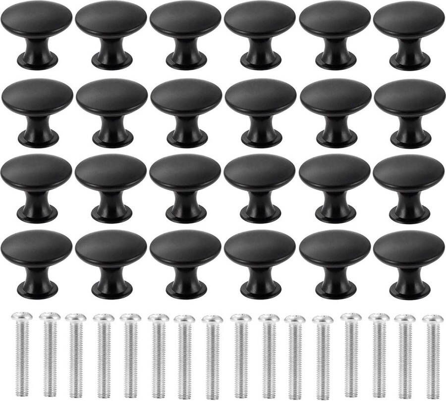 24 stuks ladeknoppen meubelknoppen kastknoppen 30 mm matzwart ladegrepen commodeknoppen meubelgreep met 24 schroeven ladeknoppen set voor kast lade keuken
