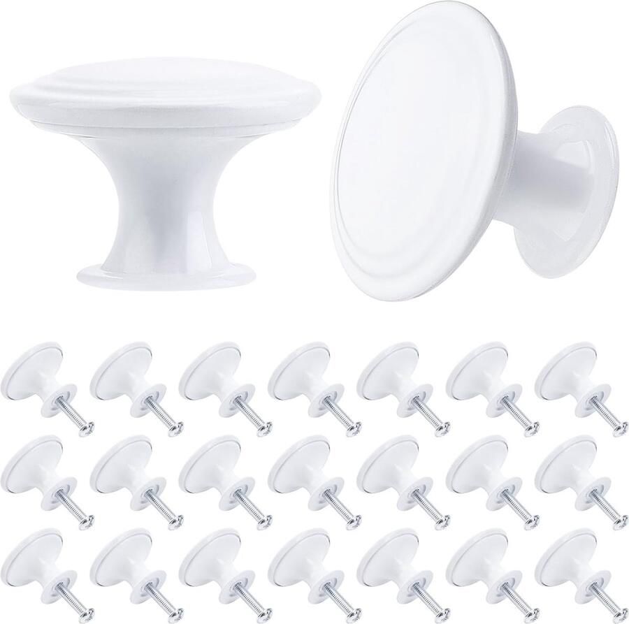 24 stuks meubelknoppen vintage kastknoppen ladeknoppen meubelgrepen diameter 30 mm knop voor kast kledingkast lade (wit)