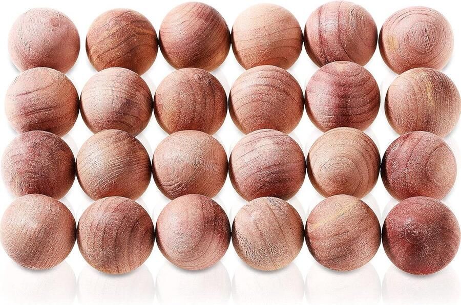 24 Stuks Natuurlijke Cederballen Aromatische Houten Mottenballen voor Kleding en Garderobe