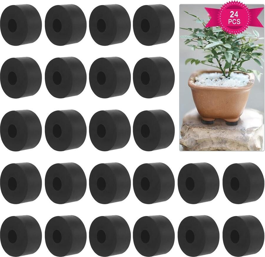 24 Stuks Onzichtbare Bloempot Voeten Ronde Rubberen Risers voor Planten (3x3x1.5 cm)