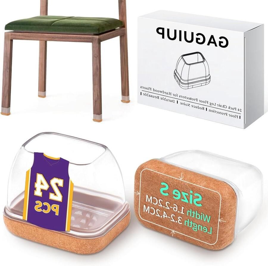 24 stuks Rechthoekige vilten stoelpootbeschermers Hardhouten vloeren Meubelpads Stoelglijders Barkrukken Bureau Doorzichtige stoelpoothoezen Paslengte