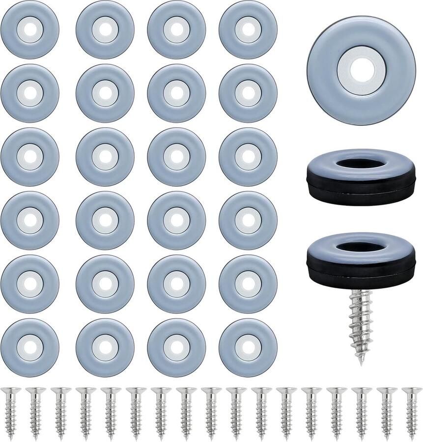 24 Stuks Schroef-in Stoel Glijders (30mm diameter) Vloerbeschermers PTFE (Teflon) Meubelpoot Glijders Stoel Glijders voor Hardhouten Vloeren Tapijten Vloerbeschermers